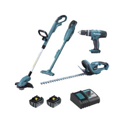 DLX4093 MAKITA stacionarus gręžtuvas DHP453 + šaudyklė DUR181 + gyvatukas DUH523 + drenažo nuėmėjas DCL180 2x3.0Ah