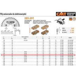 291.165.24H CMT HM 165x20x2,4/1,4 Z 24 Pjauti viduje ir išorėje.