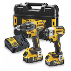 DCK268P2T-QW DEWALT ZESTAW COMBO 18V WKRĘTARKA DCD791 + ZAKRĘTARKA DCF887 2 x 5,0Ah + WALIZKA TSTAK DCK268P2T