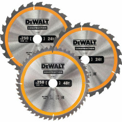 DT1963-QZ DEWALT PIŁA TARCZOWA EX KPL. 3szt. 250mm 2x24z, 1x48z DT1963