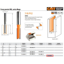 912.580.11 CMT FREZA HM D 8 I 31,7 L 75 S 12... TIESUS, ILGAS.