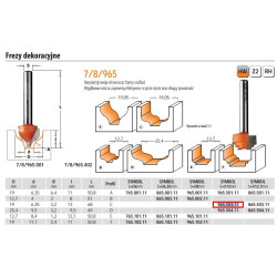 965.503.11 CMT FREZ HM D 19 d 6,35 R 3,2 I 13S 12. DEKORATYVINIS.