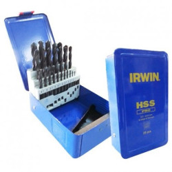 10502504 IRWIN METAL HSS grąžtai DIN-338 KPL.25 vnt. 1,0 - 13,0 mm 0,5 mm žingsniu