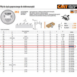 292.165.40H CMT HM pjūklo diskas 165x20x2,6/1,6 Z 40 Pjovimas, apdaila