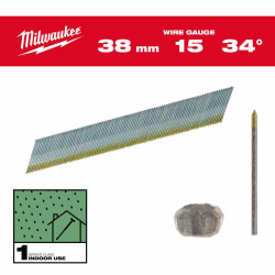 4932492575 MILWAUKEE FINISHING SHAPES, 15G, D tipo 38mm GALVANIZUOTA GALVUTĖ M18 CN15GA /2500vnt.