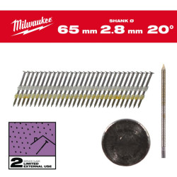 4932492591 MILWAUKEE PIERNING NUTS 2.8 x 65mm /2000vnt. SKIRTI M18 FFN21 CINKUOTI