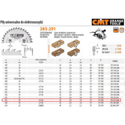 291.235.36M CMT HM pjūklo diskas 235x30x2,8/1,8 su 36N, skirtas pjauti į ilgį ir perpjauti