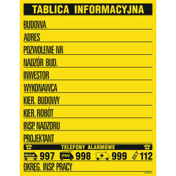 501ZN STATYBŲ INFORMACINĖ LENTELĖ 450mm*650mm PVC