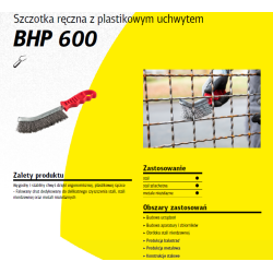 358324 K.HAND BRUSH PLASTIKINĖ RANKENA BHP600 NERŪDIJANČIO PLIENO VIELA