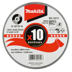 D-18770-10 MAKITA TARCZA DO CIĘCIA METALU 125mm x 1,2mm x 22,23mm /10szt.