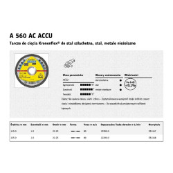 331168 K.MET 125 mm x 1,0 mm x 22,2 mm A560 ACCU DIAMOND akumuliatoriniams šlifuokliams